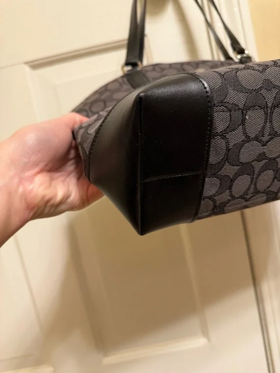 Coach Black/Charcoal Signature Tote with Leather Trim - Picture 3 of 11